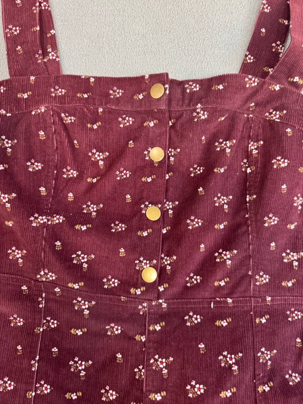 Timeless London Purple Floral Button-Front Bootcut Corduroy Jumpsuit, size 14 - Picture 4 of 11
